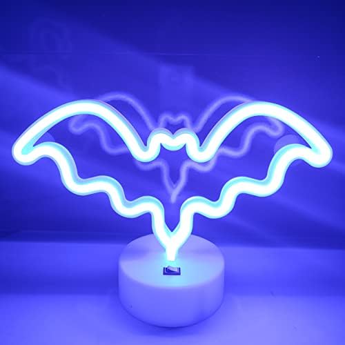 Jywj Bat Neon Sinais com base de suporte, USB ou 3-AA Battery Light Light, LED Lights Table Decoration,