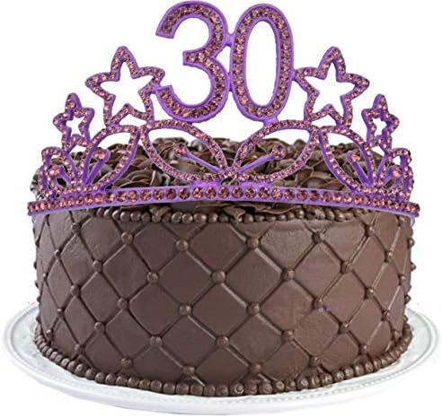 30º aniversário FAT E TIARA PARA MULHERES - FABULOSO GLITTER SASH + estrelas Stars Rhinestone Purple Premium