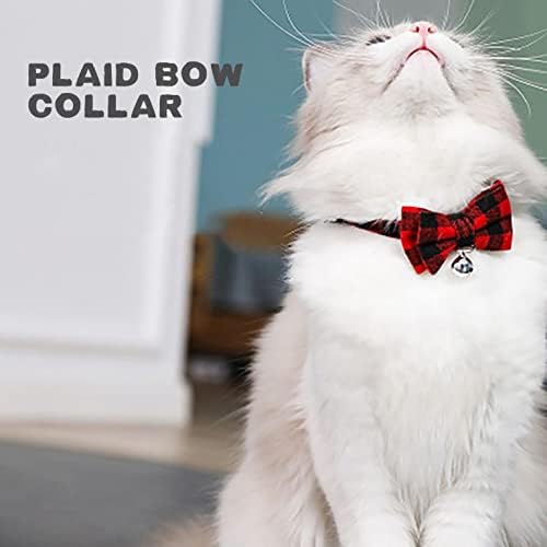 Zhenlik 1pc Breakaway Pet Collar com Bell and Bow Tie Plaid Pet Collar para gatos e cães pequenos animais