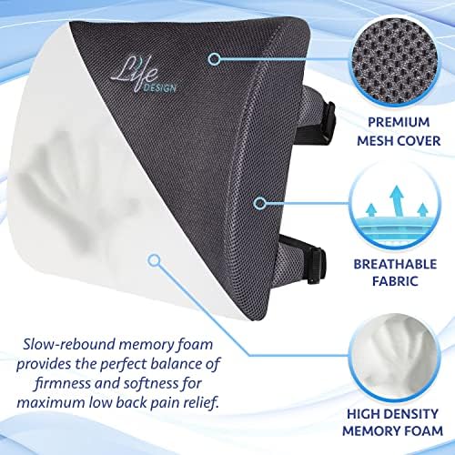 Life Design Lombar Support Pillow for Office Chair - Almofado de espuma de memória para cadeira de mesa