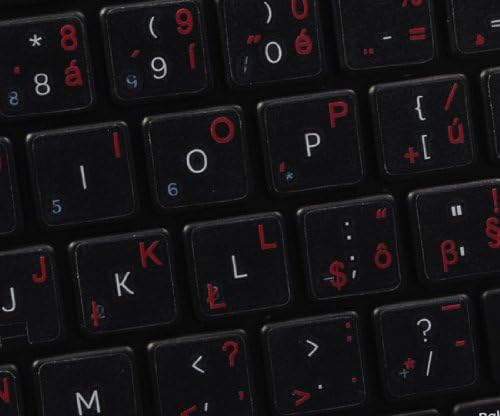 Rótulos do teclado eslovaco em fundo transparente com letras vermelhas