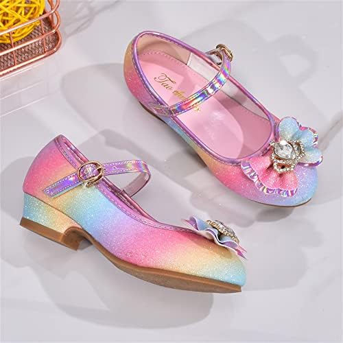 Sapatos infantis com diamantes de sandálias brilhantes sapatos de princesa laço de salto alto show sapatos