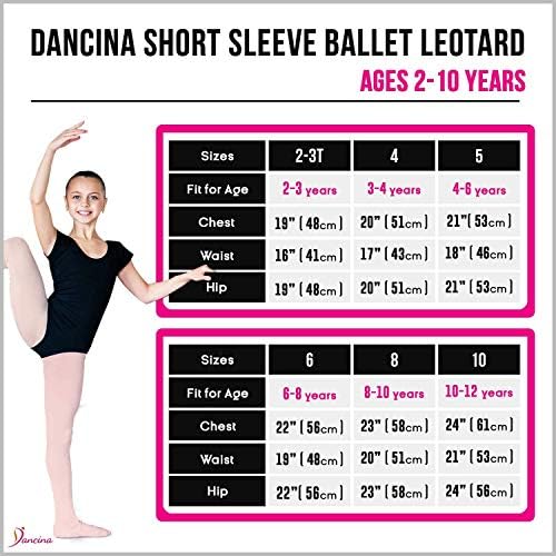 Dancina Sleeve Ballet Letard para meninas de 2 a 10 anos