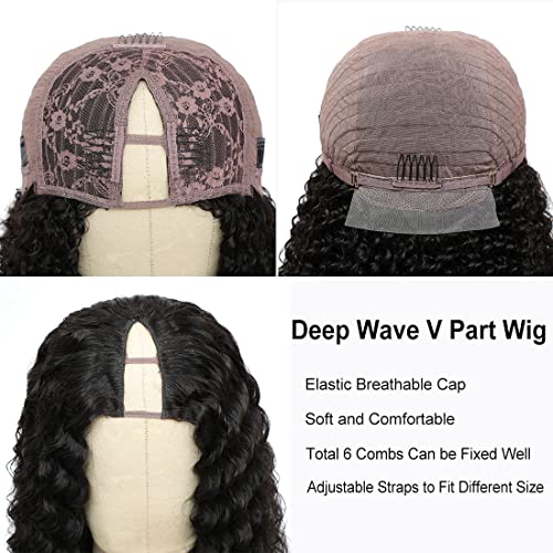 V Parte Deep Wag Wig Human Hair sem deixar de fora as perucas de cabelo humano para mulheres negras Upgrade