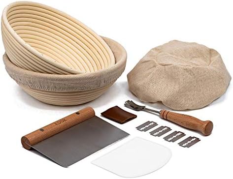 Conjunto de provas, por Kook, pão de fermento, 2 cestas de rattan Banneton, 2 capas de cesta, raspador