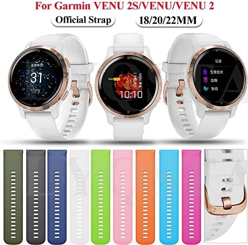 Jdime 18 20 22mm Smart Watch tiras oficiais para Garmin Venu 2 Silicone Wrist Belt para Garmin Venu 2s Sq Bracelet