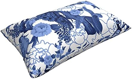 Wozukia Birds and Peonies in Blue Color Throw Pillow Padrão abstrato padrão no estilo chinoiserie