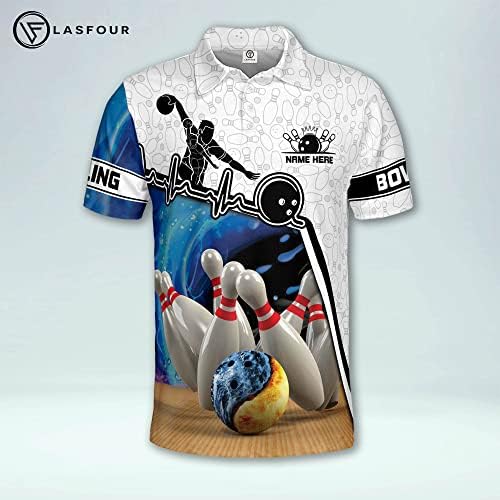 Camisas de boliche 3D personalizadas Lasfour, UNISSISEX, Camisas de boliche personalizadas com