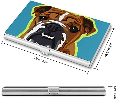 Inglês Bulldog Pop Art Metal Business Cartter Slim Nome Card Wallet Id Caso para homens Mulheres