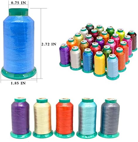 Averma 48 Multicolors 1000y Pacote de rosca de linhas de máquina de bordados de poliéster para bordados e máquinas