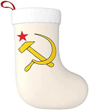 QG ZZX União Soviética Emblema de Natal Meias de Natal Lareira Solping Meia de 18 polegadas Decoração de férias