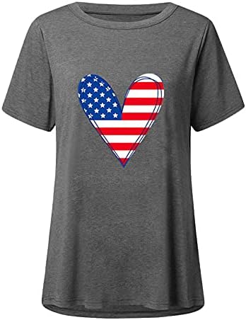 Camiseta do Dia da Independência para Women USA FAGN PRIMEIRA TUNICA TOP TOP DE VERMELHO DE MANAGEM CURTA DE