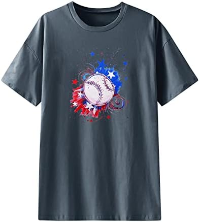 Independence Day Print camisetas para mulheres camisa de beisebol de grandes dimensões Halve Slevas Crew Tops Tops