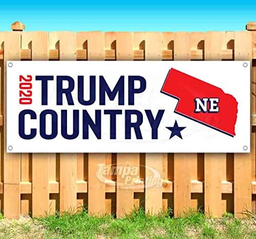 Trump país Nebraska 2020 Banner 13 oz | Não-fábrica | Vinil de serviço pesado unilateral com ilhós