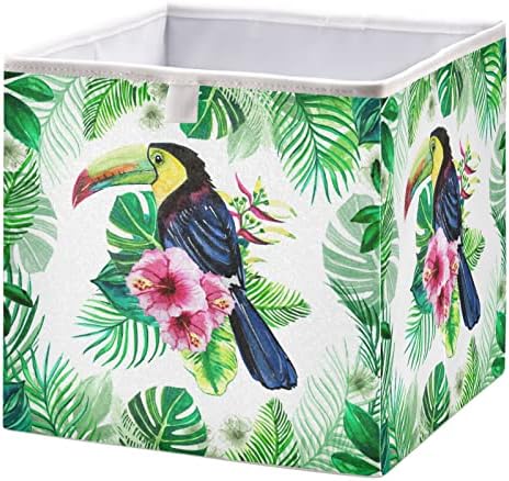 Cubo de armazenamento de Yasala com alça de brilho exótico de pássaros dobráveis ​​cestas