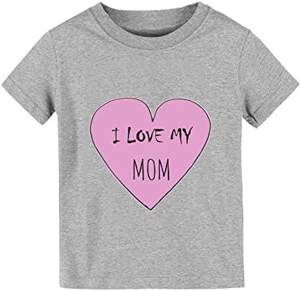 Summer Solid Color Cartoon Printing Heart I Love My Mommy Print Boys and Girls Tops Tops de manga