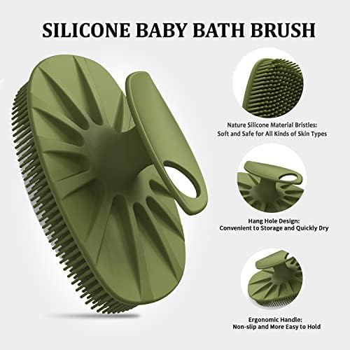 Escova de chuveiro plana de lavador de silicone Hieerbus esfoliação e massagem, colcheres bem e mais