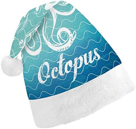 Natal chapéu de Papai Noel, Ocean Wave Octopus Xmas Holiday Hold para adultos, Hats de Natal de Comforto