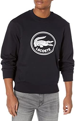 Lacoste Men's Long Slave Large Croc Badge Gráfico Crewicneck Sweatshirt