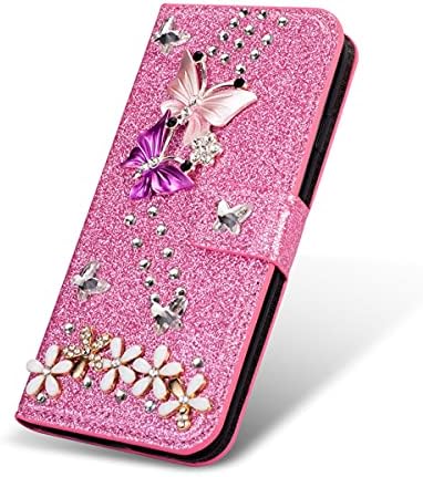 Caixa da carteira XYX para Samsung Galaxy A53 5G, Glitter Colorful Butterfly Diamond Card Slot Luxury Girl Women