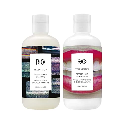 R+Co Televisão Shampoo de cabelo perfeito | Corpo + brilho + suavização para todos os tipos de cabelo | Vegan