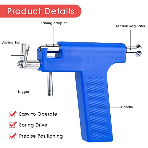 Kit de piercing de orelha reutilizável, ferramentas profissionais de pistolas de salão de salão com