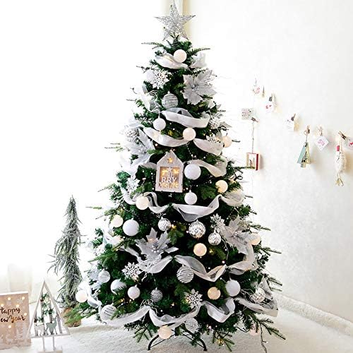 Dulplay Decoração Árvore de Natal Artificial Luzes LED e suporte de metal, abeto premium de