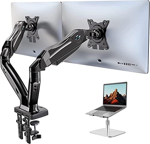 Suporte de monitor duplo huanuo, monitor de mola ajustável suporte para laptop ajustável com rotação de 360 ​​°