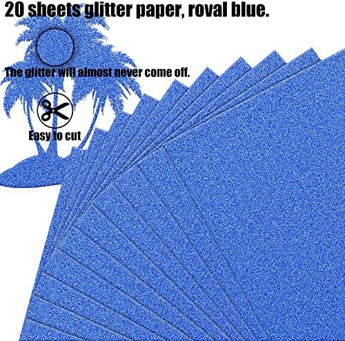 FEILIBAY 20 folhas de papel de cartolina de glitter azul royal, papel de brilho de tamanho A4