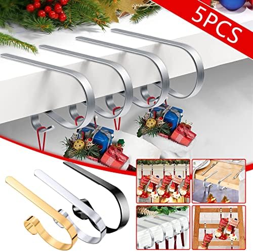 Yayiya 981082 5pcs Metal Christmas Stocker Hooks Hanger de lareira com design sem derrapagem
