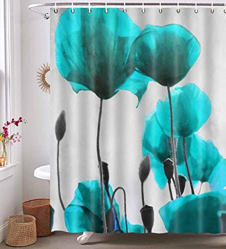 Cortina de chuveiro de papoula da gureta, primavera, cortinas de chuveiro de planta floral de buquê