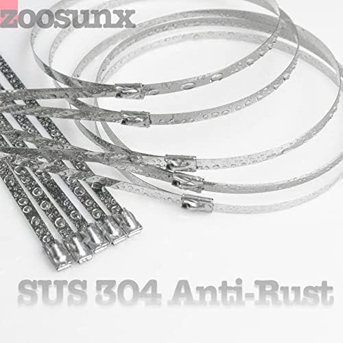 Zip de cabos de metal, 304 aço inoxidável, laços de cabo de auto-bloqueio de serviço pesado, adequados para embalagem