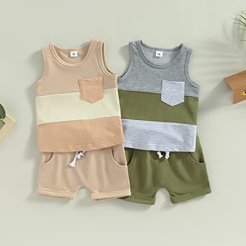 OikmombiU criança bebês roupas de verão roupas colorido colorido colete sem mangas tops shorts de bolso