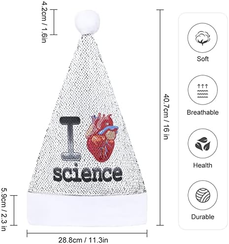 I Lvoe Science Heart Funnic Chatch Hat Christmas Lantejoula Cha transa para homens para homens Mulheres