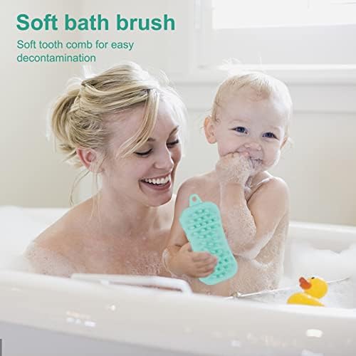 Escova de chuveiro de lavador de silicone esfoliante macio, escova de banho de massagem dupla face, ajuste para todos os tipos de pele