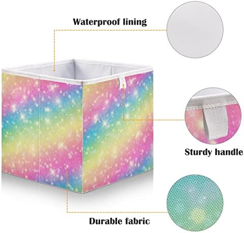 Emelivor Rainbow Galaxy Unicorn Cubo de armazenamento Bin Bins de armazenamento colapsável Cesta de brinquedos