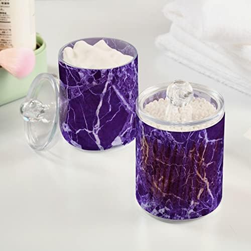 Mármore lilás cotonete cotocolador recipiente de banheiro frascos com tampas conjuntos de algodão
