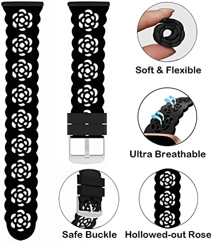Bandas de silicone compatíveis com Fitbit Versa 4/Versa 3/Sense 2/Sense, reposição respirável suave Ajuste ajustável