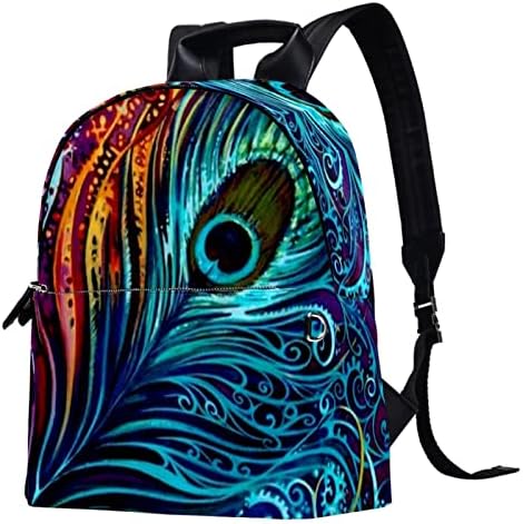 Mochila VBFOFBV para mulheres Laptop Daypack Backpack Bolsa casual de viagem, Art Modern Blue Peacock Feather Ethnic