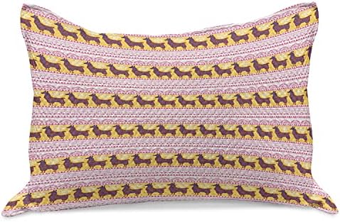 Ambesonne Oriental malha de colcha de travesseiros, alpaca ornamental ou llama, capa padrão de travesseiro