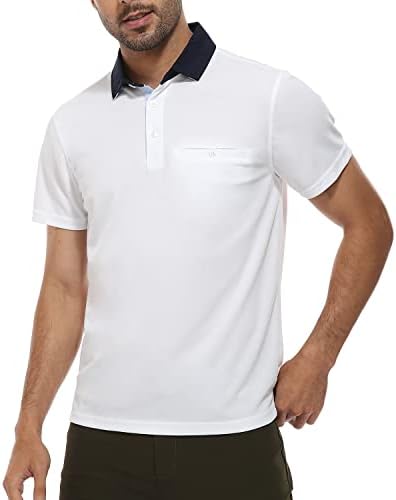 Camisas pólo hiverlay para homens camisa de golfe de colarinho longa e curta com bolso upf 50+ Quick Dry Work
