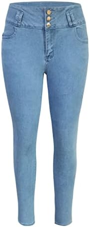 Calça jeans skinny feminina calça calça média calça calças bolsos de jeans clássicos jeans de fundo preto para