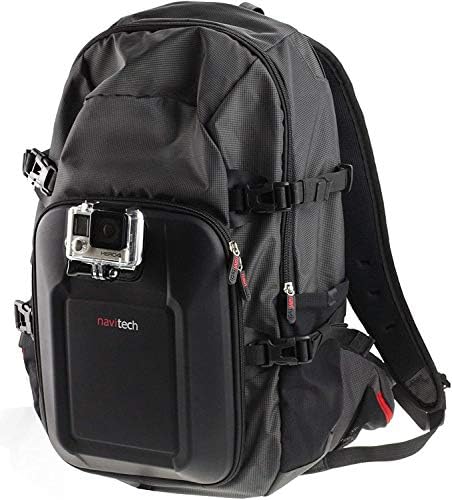 Navitech Action Camera Backpack e Gray Storage Case com cinta de tórax integrada - Compatível com a câmera