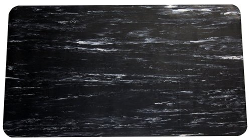 Tapete de piso anti-fadiga de vinil durável, 2 'x 3', mármore preto