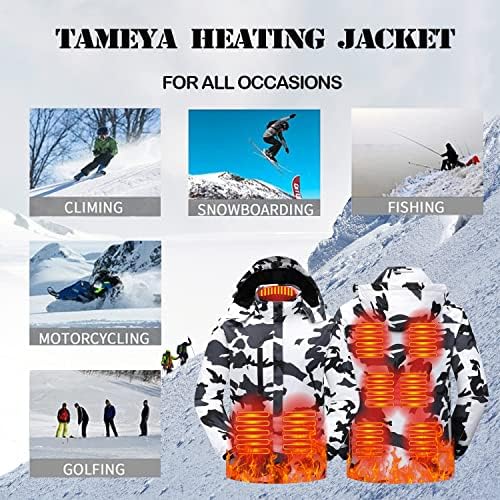 Jaquetas aquecidas de capô destacável Tameya, casaco de inverno lavável, com 3 níveis de aquecimento, sem bateria