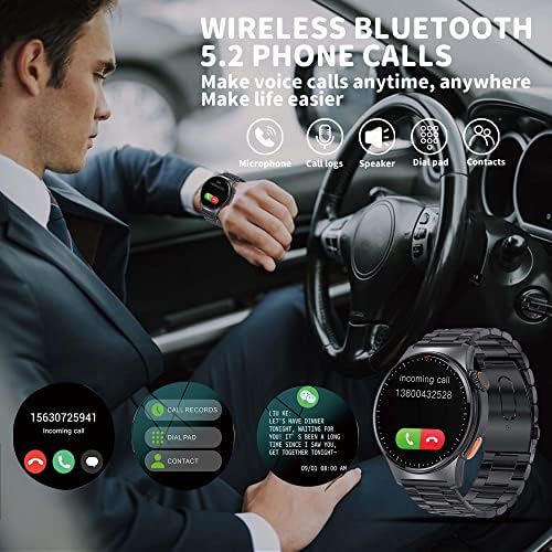 Smart Watch for Men 1.39 Tela de toque completa com bate -papo por voz de chamadas Bluetooth GPS com freqüência