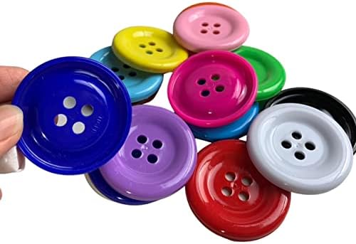 Botões grandes de 50 mm de cor grande formas redondas artesanato de resina plana 4 orifícios multicolor