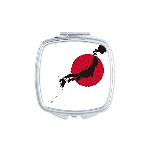 Mapa do emblema japonês espelho espelho portátil compacto maquiagem de bolso de dupla face de vidro