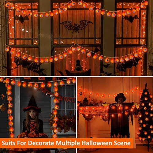 [8 Modos e Timer] 29,5 pés 60 LEDS LUZES DE HALLOWEEN LUZES DE FUNHAS DE HALLOWEEN Decorações de Halloween Controle