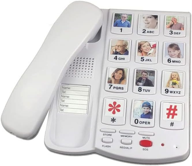 KXDFDC Big Button Cord Phone para idosos, Big Button Lineflel Phone para idosos, com tecla de memória de imagem